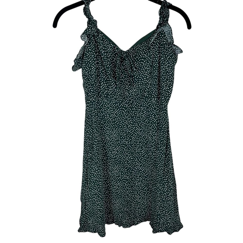 Pull&Bear Green Heart Mini Dress Ruffles Tie Front Sweetheart Coquette Medium